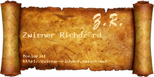 Zwirner Richárd névjegykártya